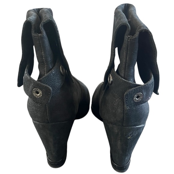 Eileen Fisher Black Soft Leather Fold Over Wedge Heel Winter Bootie Women's 7 - Picture 8 of 9